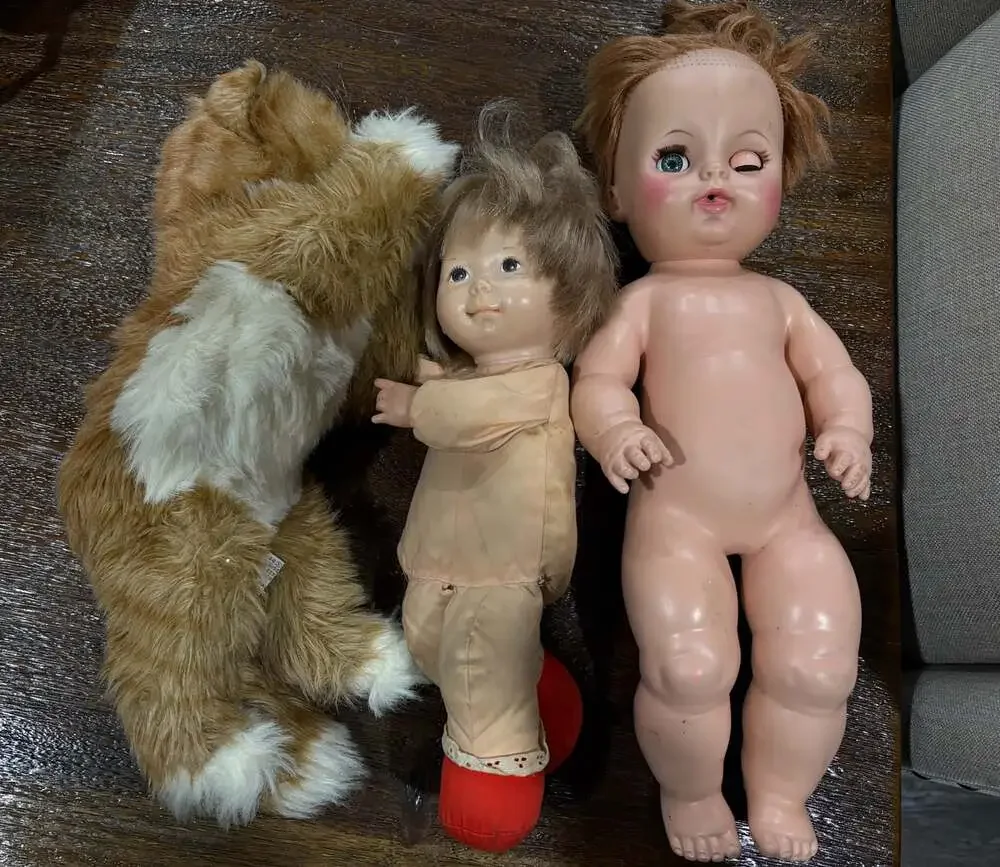 Lot of 3 Vintage Baby Dolls Cat 80's Curl ME Hair Peeing Movable  Eyes